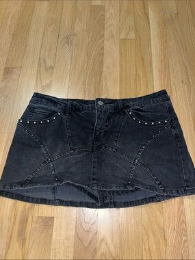 wild fable Black Mini Skirt with Stud Details